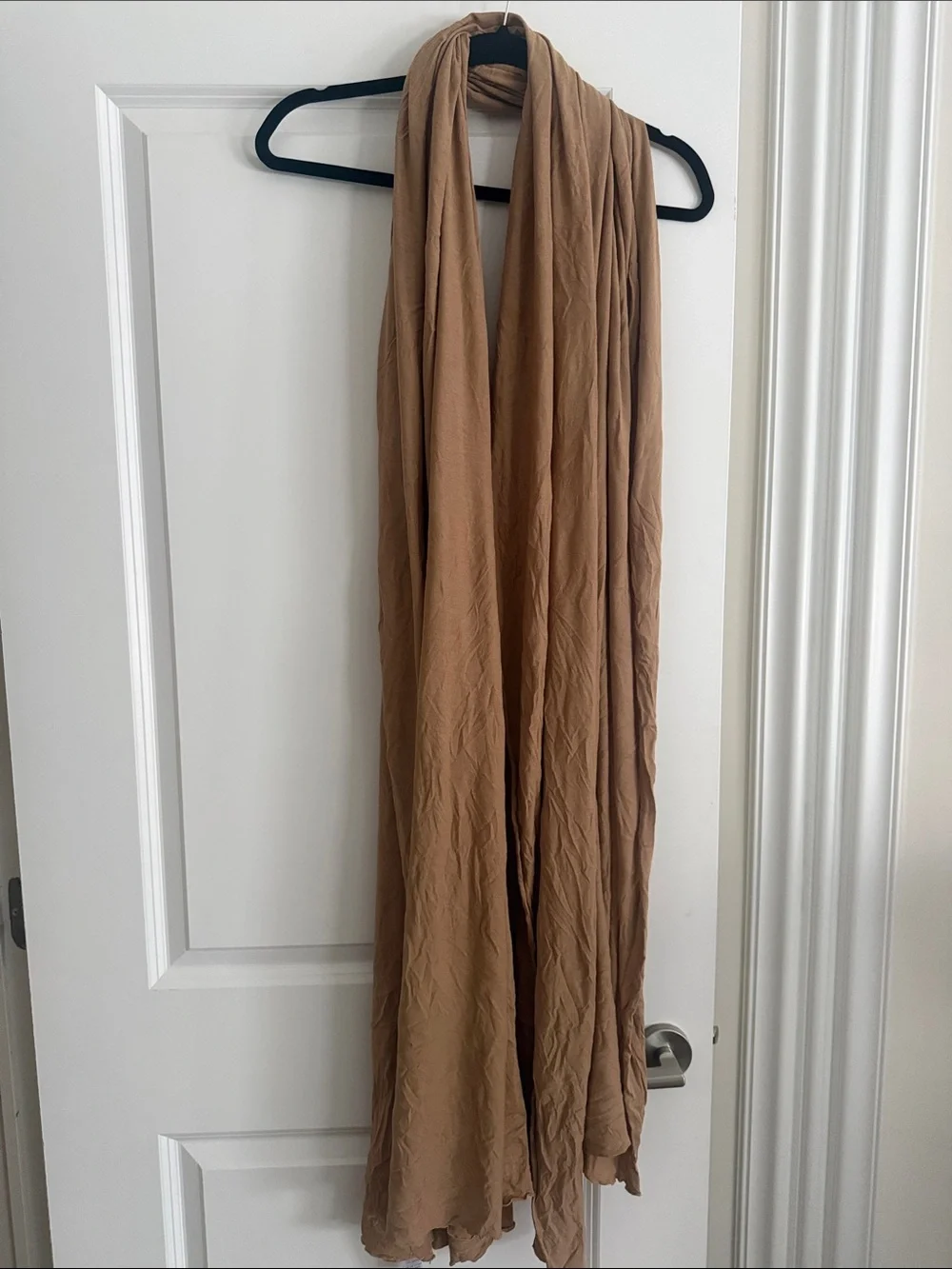 Frank & Eileen Aude Travel Scarf NWOT damaged camel color oversized